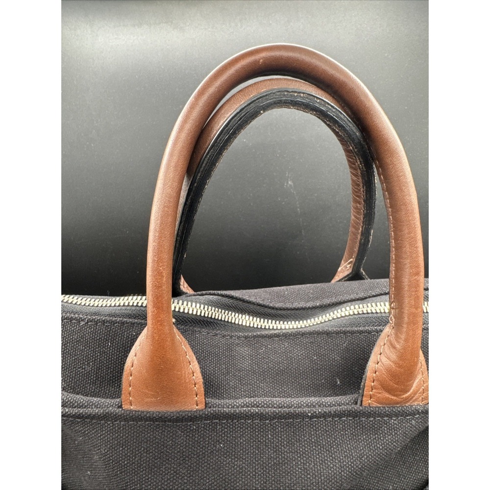 R. RIVETER Black Washed Canvas + Brown Leather Otto Tote Crossbody Bag EUC - Picture 4 of 12